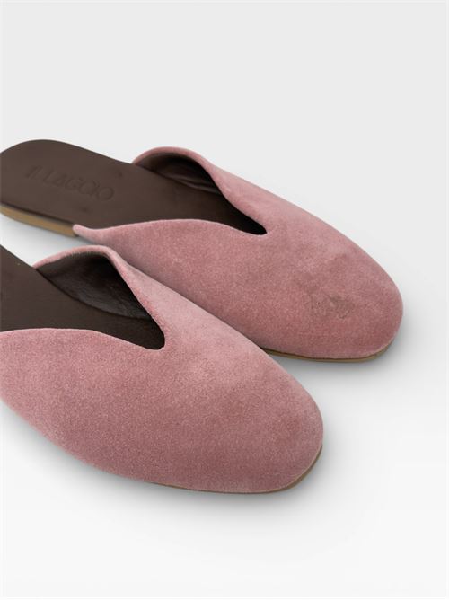 Sabot in suede rosa cipria dal design minimal IL LACCIO | 1918SUEDEBARBIE